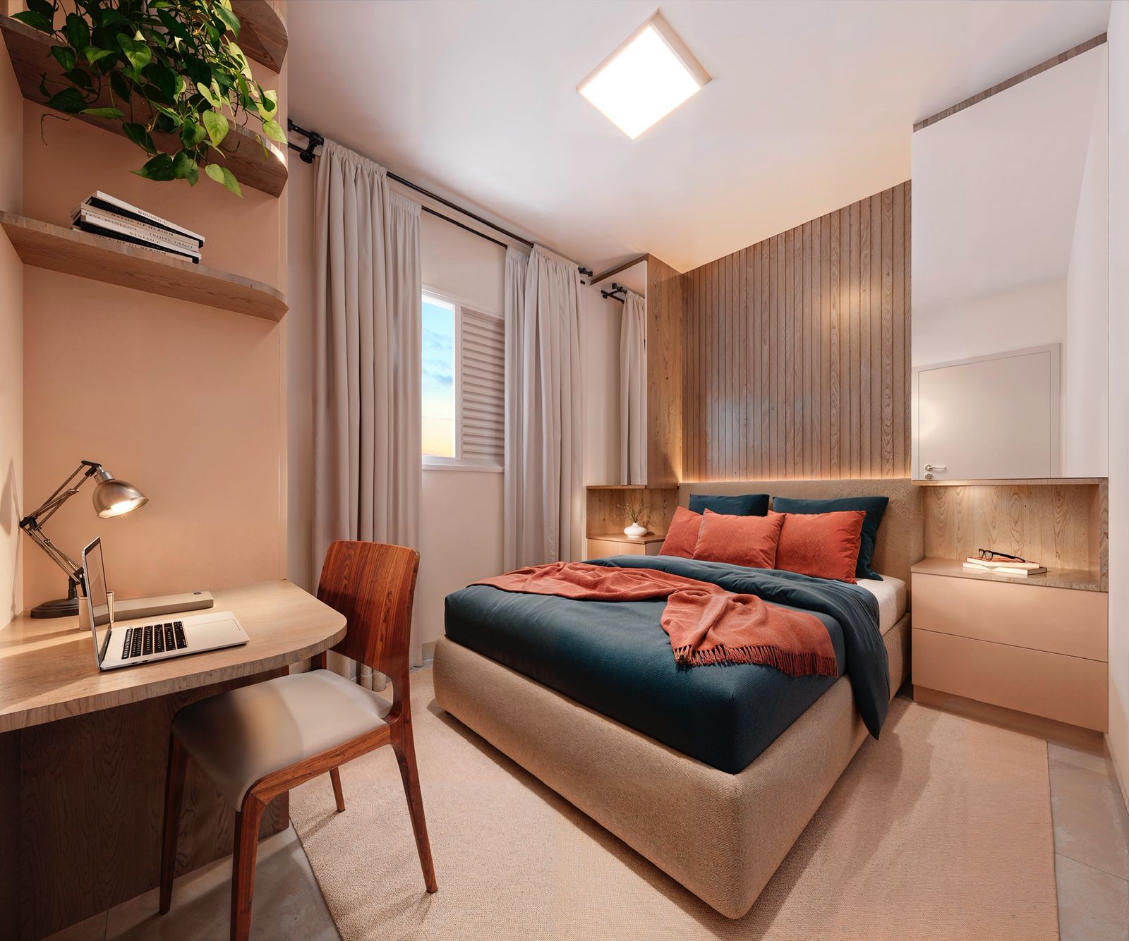 Dormitório do Casal modelo decorado Vida Nova Bela Vista Construtora Pacaembu